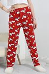 Desenli Milan Kumaş Pijama Altı Bordobeyaz - 60240.1878.