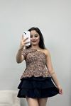 Bel Fırfırlı Bluz Somonçiçekli - 18483.1153.