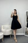 Çift Askılı Balen Detaylı Mini Elbise Siyah - 582496.1592.