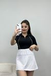 Biyeli Yarım Fermuar Kısa Kol Dalgıç Body Siyah - 50202.053.