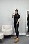 Biyeli Yarım Fermuar Kısa Kol Body Takım Siyah - 40470.053.
