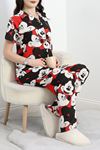Gömlek Yaka Kısa Kol Pijama Takımı Siyahkırmızı - 720.1287.