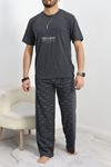 Baskılı Erkek Pijama Takımı Antrasit - 40413.1961.
