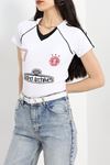 Baskı Detaylı Crop Body Beyaz - 40416.1856.