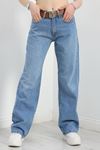 Kemerli Straight Kot Pantolon Açıkmavi - 30394.1975.