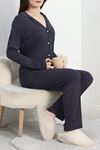 Viskon Düğmeli Pijama Takımı Lacibeyaz - 40408.1950.