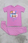 5-12 Yaş Süprem Kız Pijama Takımı Lila - 40607.1951.