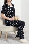 Milan Kumaş Düğmeli Pijama Takımı Siyahkalp - 50145.1857.