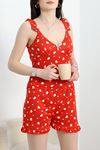 Milan Kumaş Fırfırlı Şortlu Pijama Takımı Kırmızıkalp - 50166.1857.