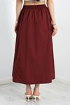 Bel Lastikli Cepli Poplin Etek Bordo - 40514.1973.