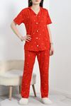 Milan Kumaş Düğmeli Pijama Takımı Kırmızıyıldız - 50145.1857.