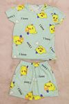 4-13 Yaş Kız Çocuk Pijama Takımı Sarıyeşil - 411.1287.