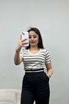 V Yaka Çizgili Kaşkorse Body Ekrusiyah - 40344.1748.