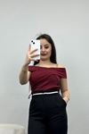 Çapraz Kesim Bluz Bordo - 40347.1748.
