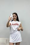 Kapşonlu Kolsuz Tişört Beyaz - 40421.751.