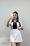 Fermuar Detaylı Polo Yaka Body Siyahbeyaz - 40420.1856.