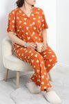 Büyük Beden Düğmeli Süprem Pijama Takımı Kiremit - 50350.919.