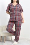 Büyük Beden Düğmeli Süprem Pijama Takımı Lacivert - 50350.919.