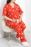 Büyük Beden Düğmeli Süprem Pijama Takımı Kiremitbeyaz - 50350.919.