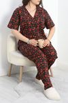Büyük Beden Düğmeli Süprem Pijama Takımı Siyah - 50350.919.