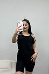 Kolları Taş Detaylı Bluz Siyah1 - 20934.599.