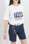 Baskılı Oversize Tişört Beyazlacivert - 40637.1872.