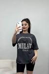 Baskılı Oversize Tişört Antrasit - 40637.1872.