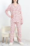 Süprem Düğmeli Pijama Takımı Kırmızıbeyaz - 50160.1857.