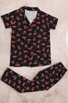 10-16 Yaş Düğmeli Süprem Pijama Takımı Siyahkırmızı - 50193.1857.