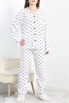 Süprem Düğmeli Pijama Takımı Beyazsiyah - 50160.1857.