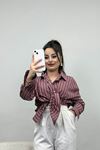 Kupra Kumaş Oversize Gömlek Bordo - 40643.147.
