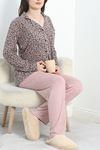 Poliviskon Düğmeli Pijama Takımı Gülkurusu - 50380.1902.