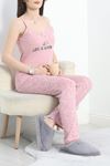 Dantel Detaylı Viskon İp Askılı Pijama Takımı Pembe - 50385.1050.
