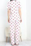 Düğmeli Süprem Pijama Takımı Beyazkırmızı - 50389.1048.