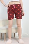 Desenli Suprem Pijama Şort Bordo - 50404.1928.