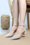 Simli 3 Cm Topuklu Ayakkabı Rosegold - 30592.264.