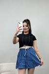 Taş Detay Ottoman Crop Body Siyah - 40525.1594.
