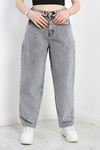 Leopar Detay Baggy Kot Pantolon Gri - 30540.1975.