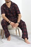 Penye Düğmeli Erkek Pijama Takımı Lacikırmızı - 752.1287.