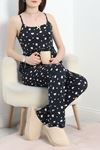 Milan Kumaş Fırfırlı Pijama Takımı Siyahkalp - 50182.1857.