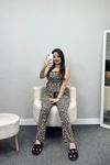 Milan Kumaş Fırfırlı Pijama Takımı Bejleopar - 50182.1857.