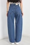 Büzgü Detaylı Baggy Kot Pantolon Lacivert - 30434.1966.