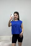Kolsuz Viskon Bluz Mavi - 40673.1095.