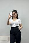 Düğme Detay V Yaka Body Beyaz - 70058.599.