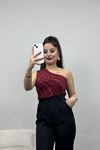 Taş Detaylı Bluz Bordo - 70059.599.