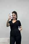 Dantel Detaylı V Yaka Kaşkorse Body Siyah - 70061.599.