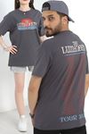 Baskılı Oversize Tişört Antrasitkırmızı - 40637.1872.