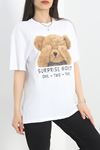 Baskılı Oversize Tişört Beyazbej - 40637.1872.