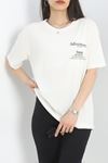Baskılı Oversize Tişört Kırıkbeyaz - 40637.1872.
