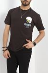 Baskılı Oversize Tişört Koyukahve - 40637.1872.